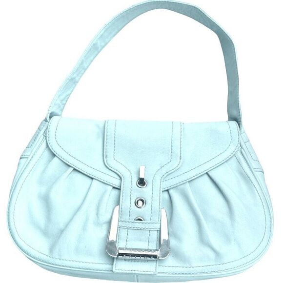 CELINE w/COA Light Tiffany Blue Shoulder Bag Hobo Luxury Leather Purse Bag w/ C - Picture 1 of 13